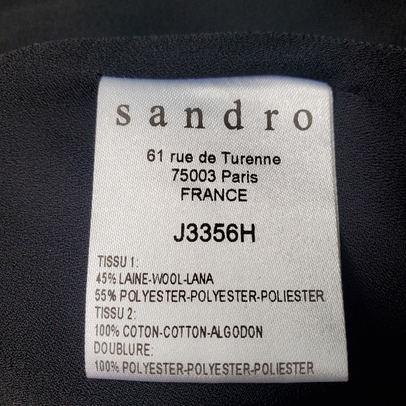 NWT Sandro Black Bow Front Gold Buttons Wool Short Pencil Skirt Size US6/FR2 - Picture 9 of 10